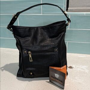 Black Leather Women's Concealed Carry Bag